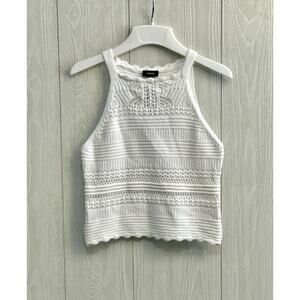 Express Knit Crochet Sleeveless Tank Top White Small NWT